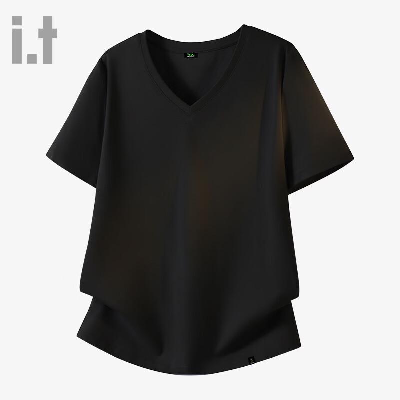 Fingercroxx IT 2026 Summer Anti-Bacterial Ice Silk V-Neck T-Shirt L чёрный
