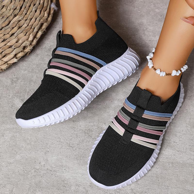 Fashion Breathable Knitted Casual Sneakers for Women 2025 Comfort Slip On Soft Sole Flat Shoes Woman Plus Size Non Slip Walking Shoes