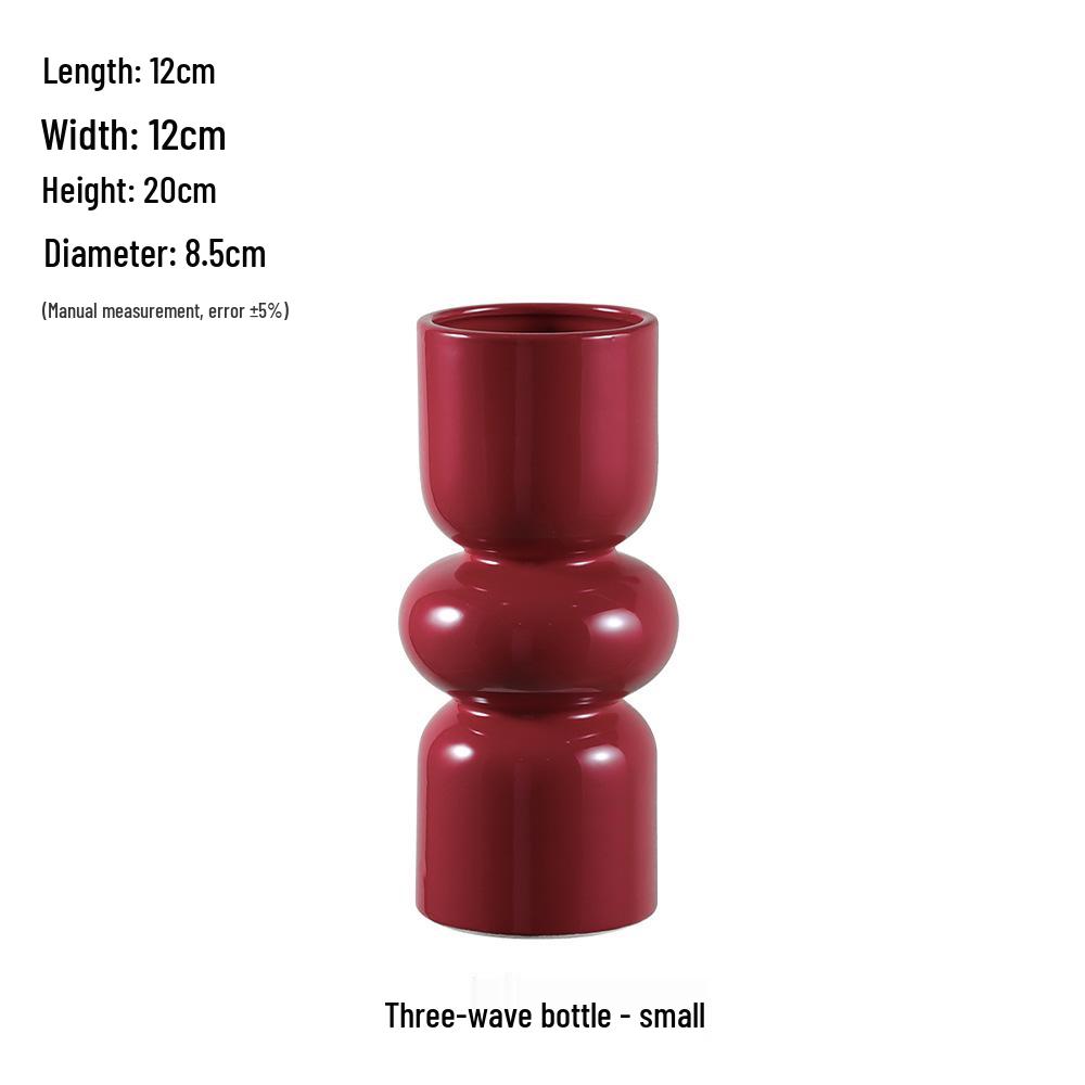 Čínská červená keramická váza ze poloviny století - Novoroční speciální ozdoba pro obývací pokoj nebo svatební aranžmá ze sušených květin