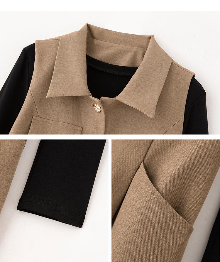 2025 Spring Fashionable Lapel Vest & Mid-Length Dress Set LU8958