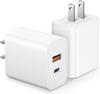 Xiaomi USB Charger Block,2-Pack Fast Charging Block,Dual Port QC 3.0 USB-A and PD USB-C Charger Block for iPhone 11/12/13/14/15/16/17