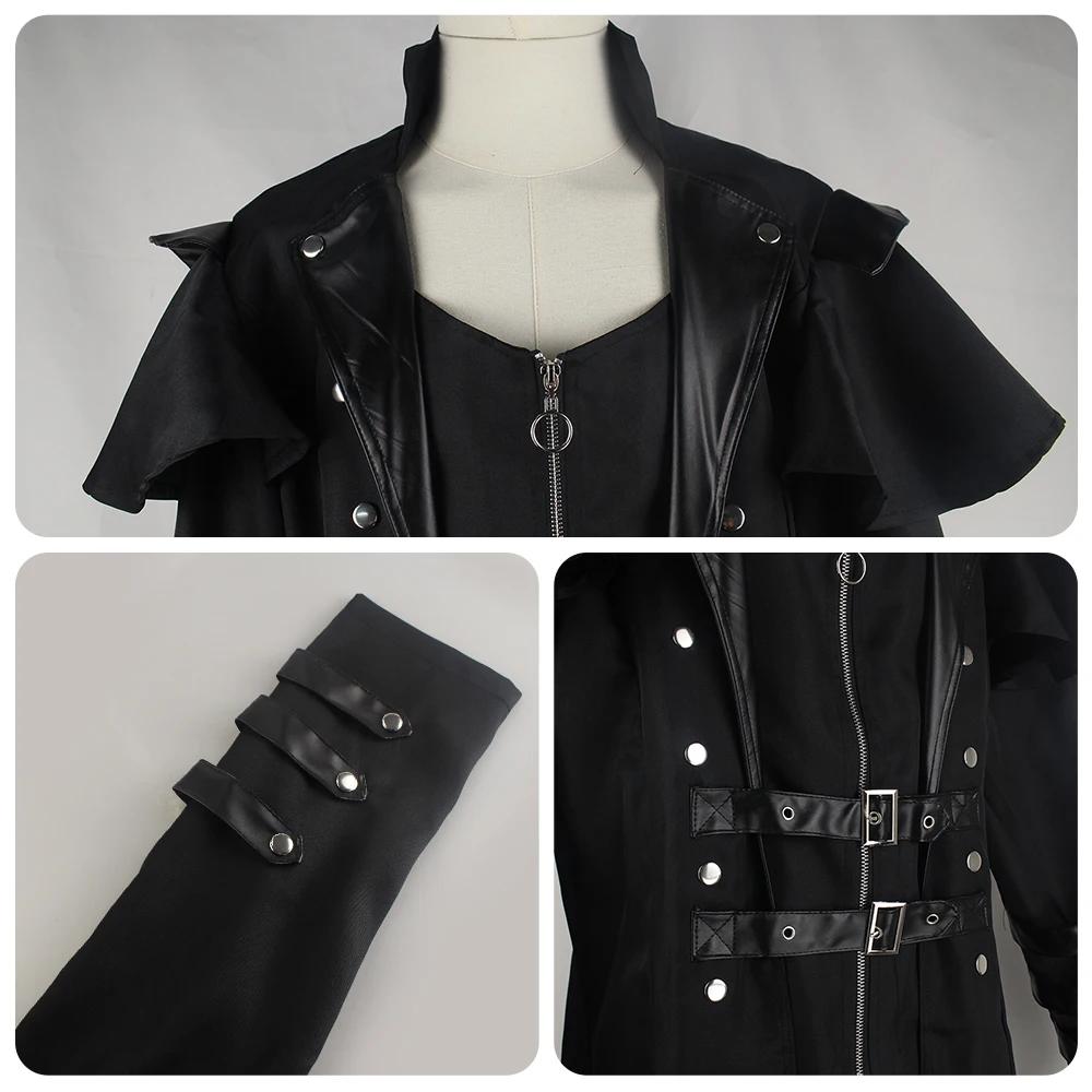 Vintage Halloween Středověký Steampunk Assassin Elfové Pirátský kostým Dospělí muži Černá Dlouhá dělená bunda Gotická zbroj Kožené kabáty