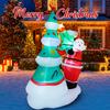 7.8FT Xmas Holiday Inflatable Yard Decor Santa Elf Decorating Tree LED Lit Christmas Decoration Toy Supplies Home Ornaments Gift