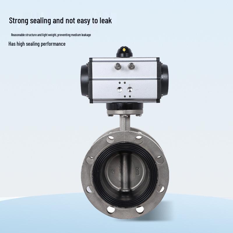 Stainless Steel Pneumatic Flanged Butterfly Valve for Sewage Treatment, Ductile Iron, EPDM, D641X-16Q