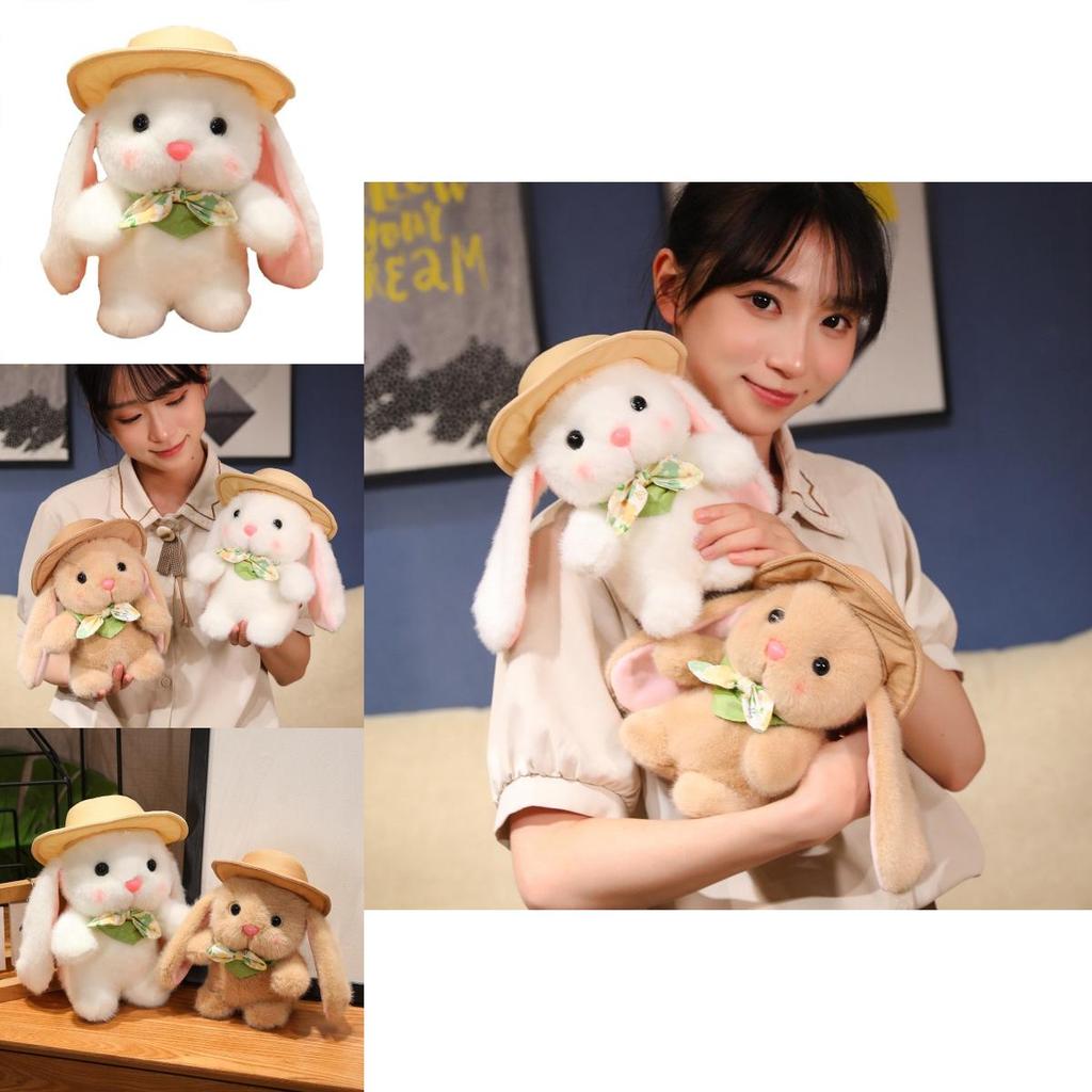 Adorable Plush Pudding Rabbit Toy With Hat Soft White Bunny Doll For Kids And Collectors