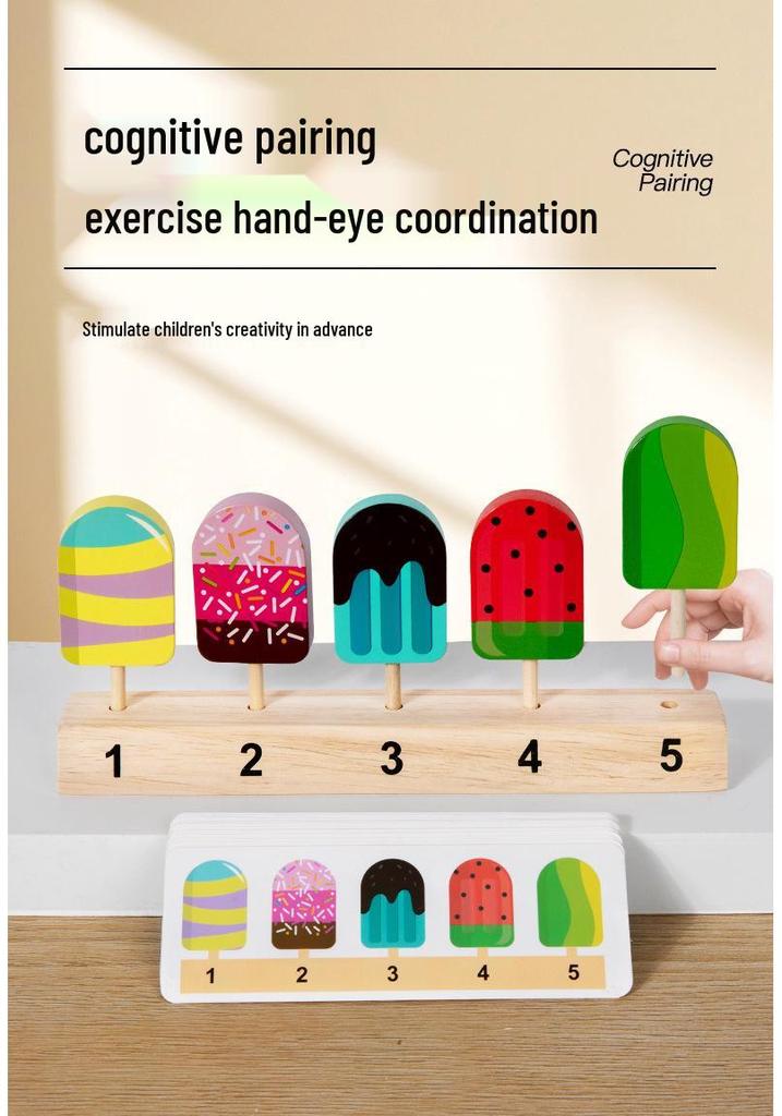 Kids' Wooden Ice Cream & Ice Lolly Pretend Play Set - Encourages Role Play & Logical Thinking, Perfect Interactive Gift for Parent-Child Fun