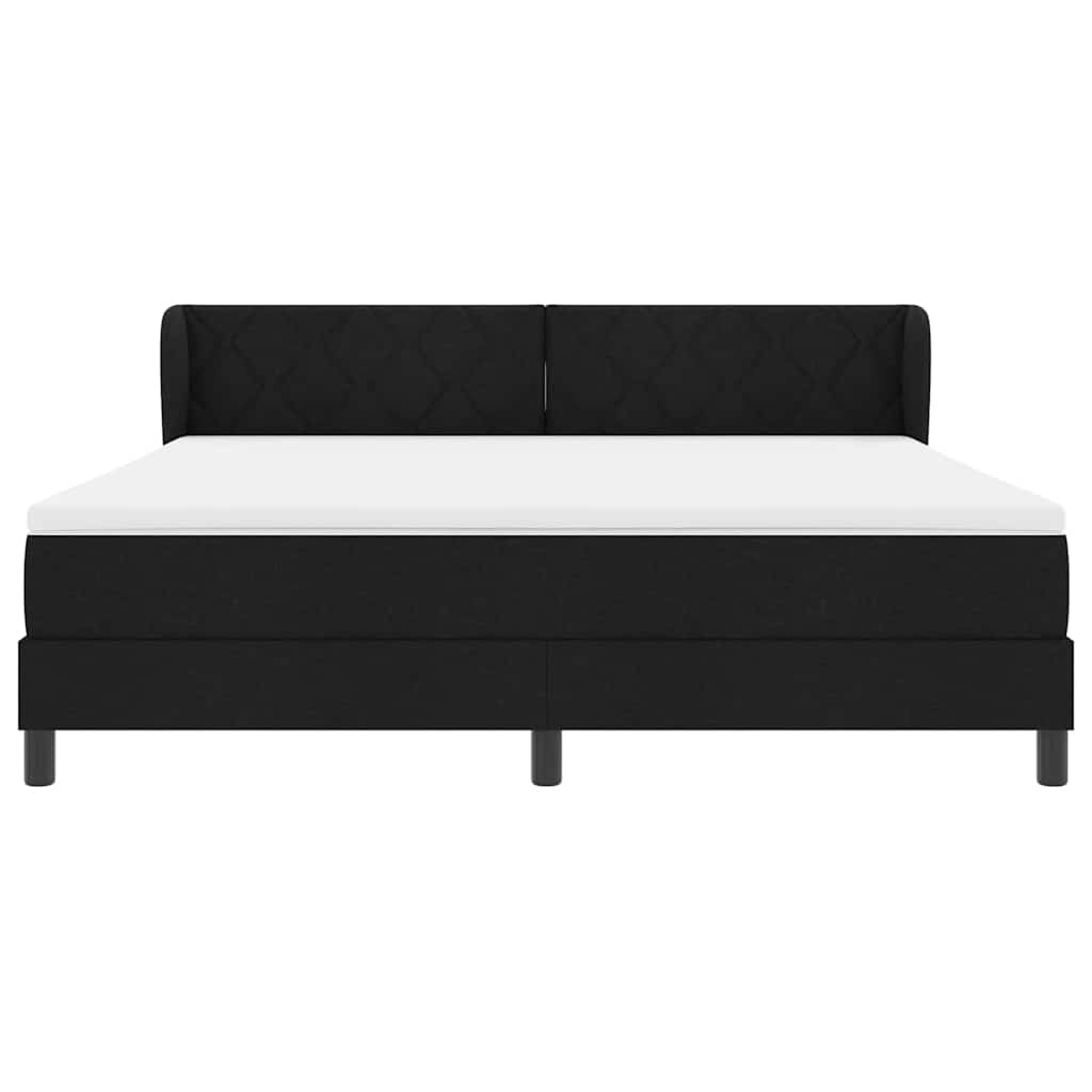 Boxspring Bed with Headboard Black 180 x 200 cm Fabric