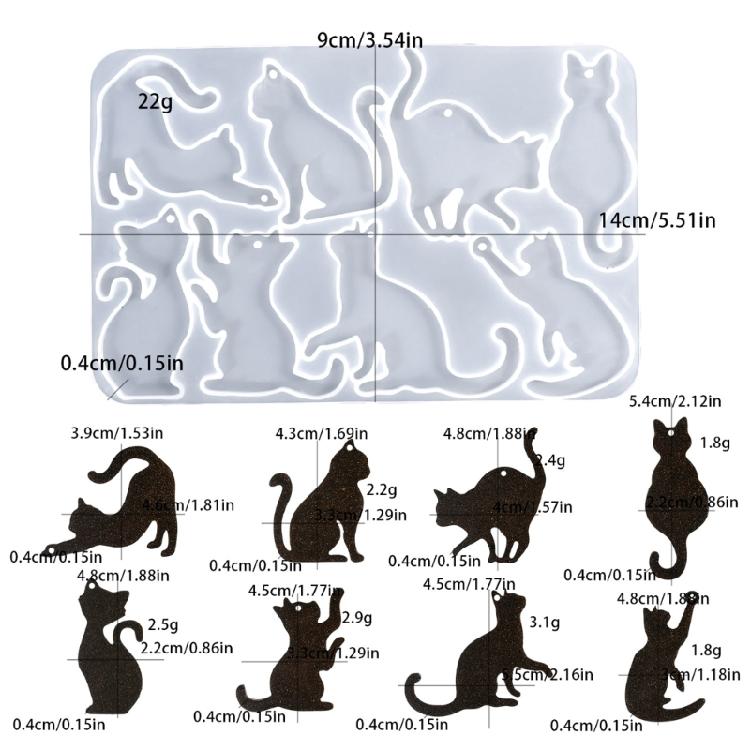8 Cavity Cats Pendant Mold Multifuntional DIY Cats Pendant Mold Sturdy and Reusable Silicone Jewelry Accessory Molds