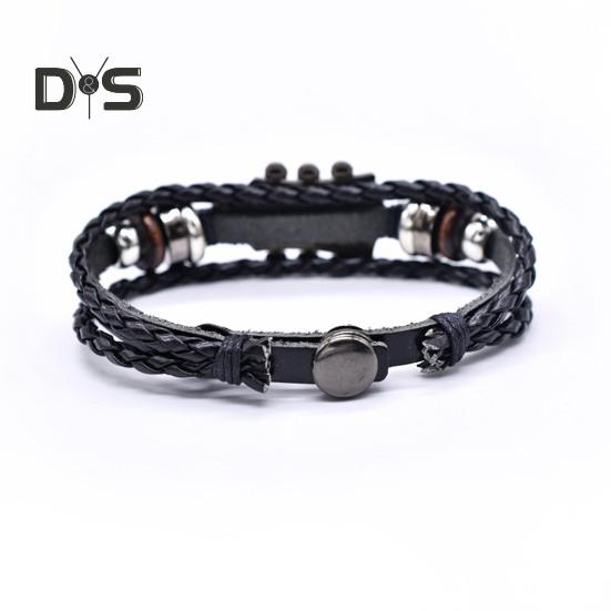 2/3 ks Náramek na punkovou kytaru Retro umělá kůže Zinková slitina Rock Music Náramek Ručně vyrobený pletený vícevrstvý zavinovací náramek pro muže