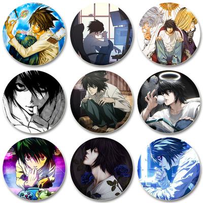 32/44/58 mm Anime Figurka L Špendlík na batohy Oblečení Dekor Kulaté Plastové Brože Death Note Kreativní kreslené odznaky Dárky