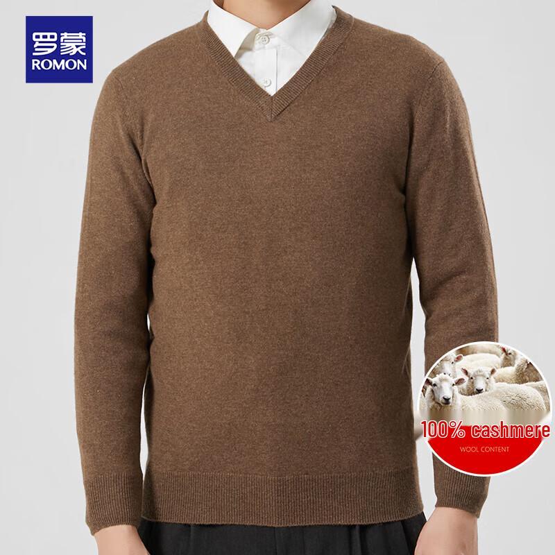 ROMON Men's 100% Pure Cashmere V-Neck Sweater