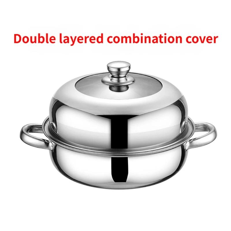 High Efficiency 3 Layer Nonrust Steel Steamer Pot With Ergonomic Handle For Safe And Even Heating