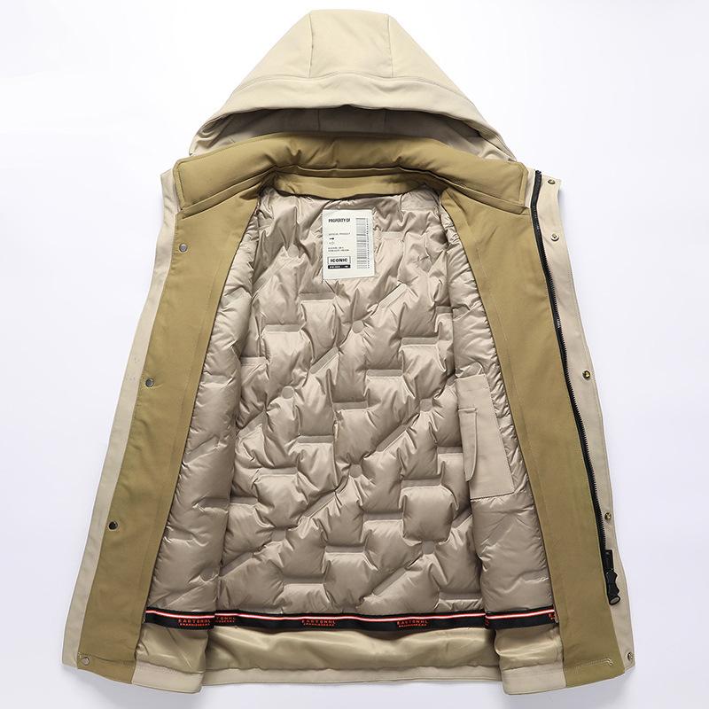 One-Wear Weiße Entendaunenjacke für Herren, herausnehmbares Innenfutter, einfache, lässige, warme Winterjacke für junge und mittlere Menschen