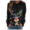 Women'S Cartoon Elk 3D Printing, Christmas Couple Personality Long-Sleeved Street Crew Neck Sweater