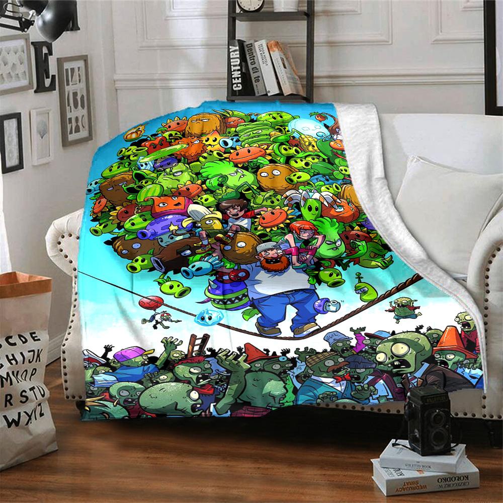 Plants Vs. Zombies Blanket Ultra-Soft Perfect for Sofa Bed Bedding Four Seasons Multipurpose Playful Design Suitable for Gifting Relatives and Friends