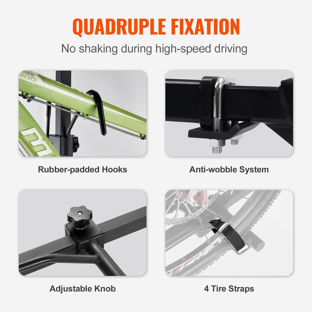 Fahrradträger für Anhängerkupplung, Plattformstil für 2 Fahrräder, Maximale Tragfähigkeit 80 LBS Fahrradträger Anhängerkupplung für 1,25-/2-Zoll-Empfänger, Kippbarer und faltbarer Fahrradträger mit