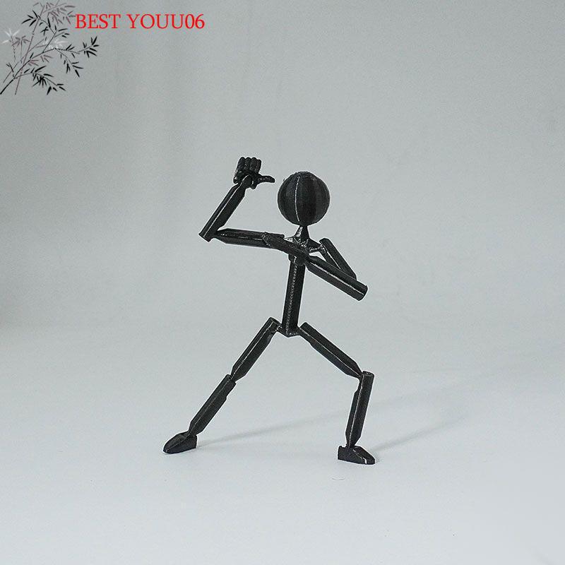 (YOUU06)Multi-Jointed Multi Joint Stickman Toy Movable 3D Printing Printed Mannequin Novelty Action Figure Stickman Assembled Ro