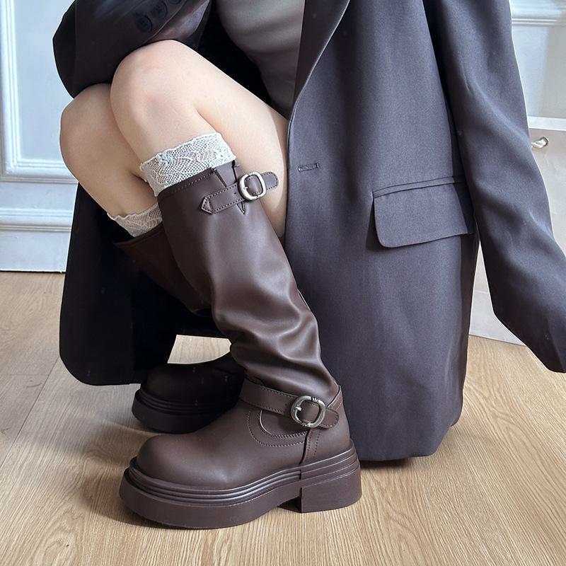 Black Boots But Knee Boots Women Thick-legged Small Thick-soled Western Cowboy Boots Tall Knight Skinny Boots