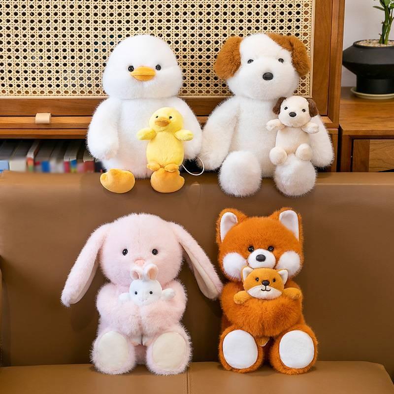 Animal Mother Child Plush Toys Fox Duck Stuffed Gift Dolls
