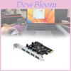 Placa de Expansão PCIe USB 3.0 com Quatro Portas para Transferência de Dados de Computador de Mesa