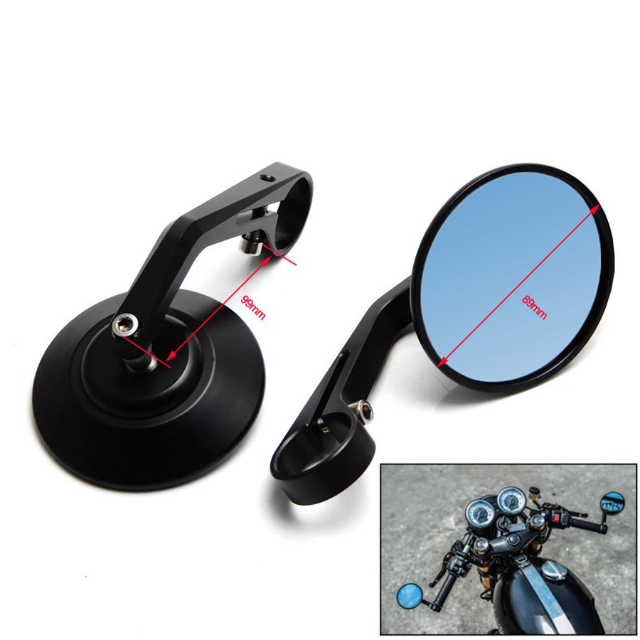 Black Motorcycle CNC Aluminum Rearview Handle Bar End 7/8" Side Mirrors Round