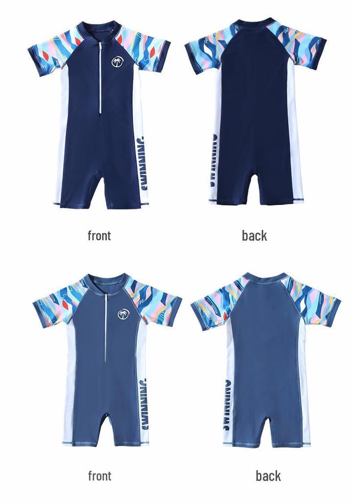 Boys' Cartoon Two-Piece Long Sleeve Swimsuit – S, M, L Sizes, Sun Protection, Quick-Dry Summer Swimwear.