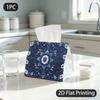 1pc Tissue Box, Traditional Ornamental Blue Floral Elegant Symmetrical Pattern, 2D Flat Printing, Keeps Dust Out, Strong And Firm, Tissue Dispenser, F