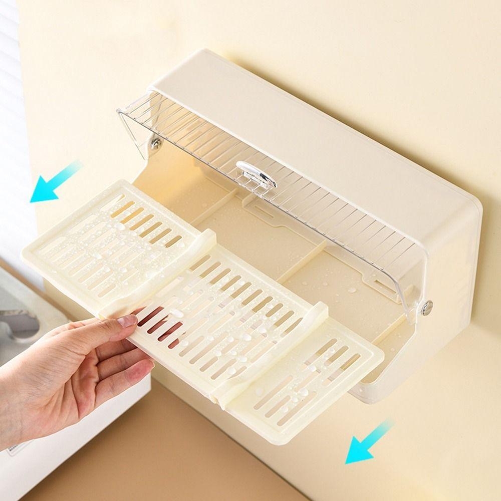 Plastic Wall Mounted Chopstick Storage Box Large Capacity Cutlery Organizer  Bathroom