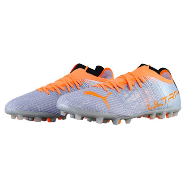 Puma Ultra 3.4 Lace MG (Rubber Short Studs) Synthetic Leather Soccer Shoes Men Soccer Shoes Gray Orange 106729-01