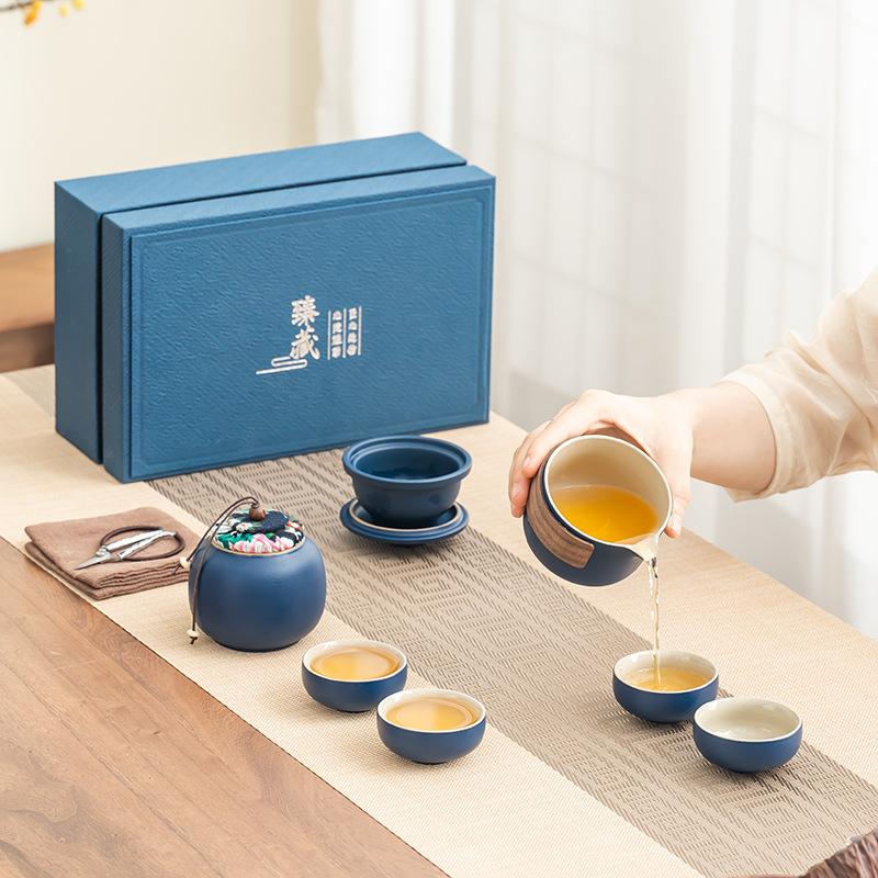 Travel Tea Set Portable Outdoor Camping Tea Set Storage Bag High-end Tea Set Business