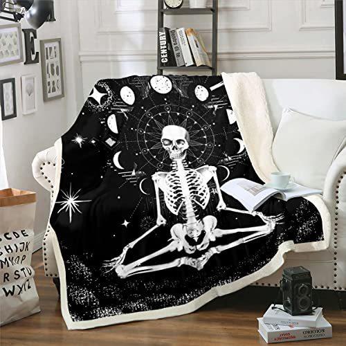 Skull pattern flannel blanket home decoration blanket office lunch break blanket