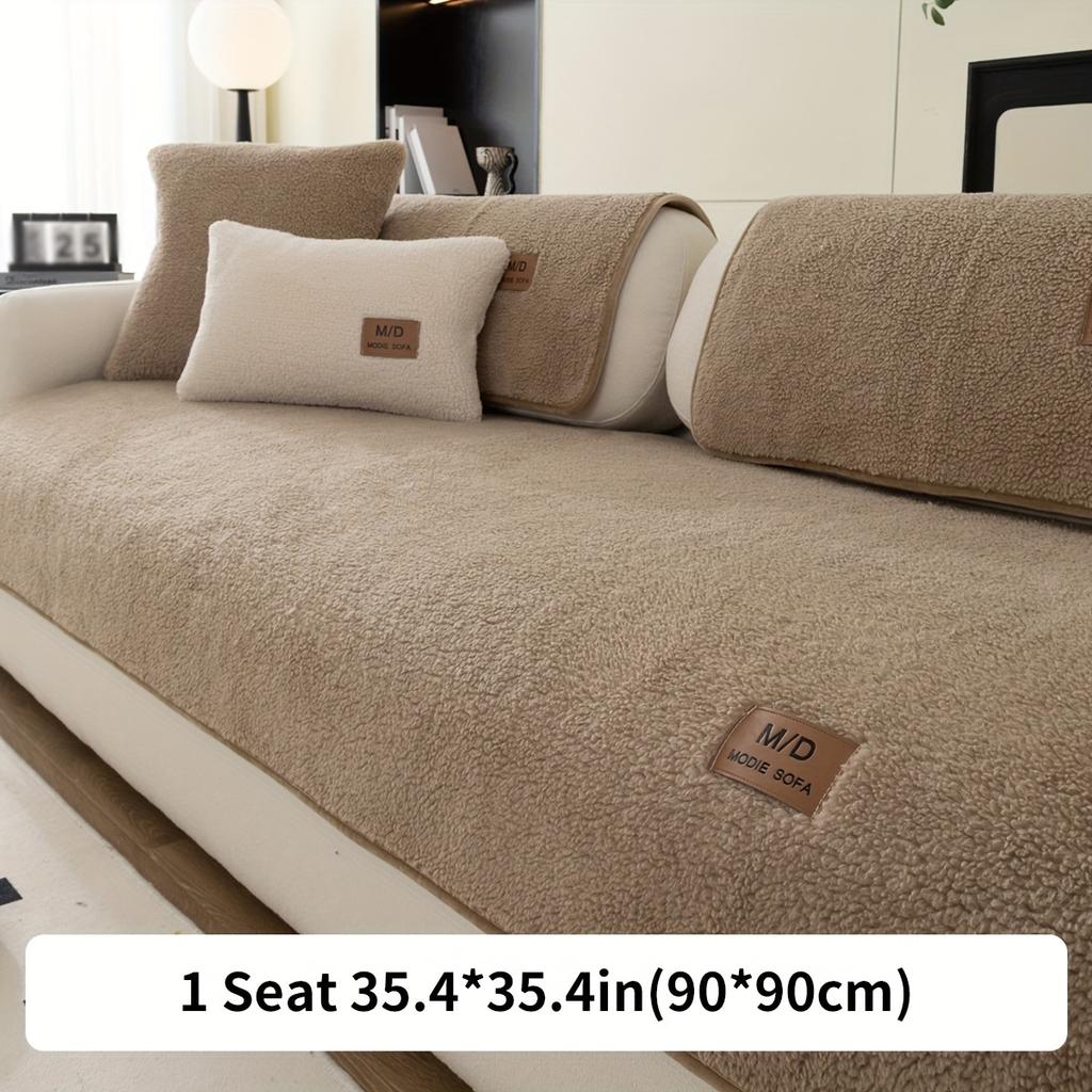 1pc Plush Sofa Slipcover/Pillowcase, Thickened Couch Cover Four Seasons Universal Furniture Protector for Bedroom Office Living Room Home Decor
