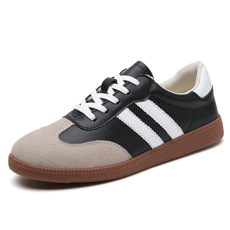 New Large-size Casual Flat Shoes Color-blocking Retro Ins Sports Shoes, German Training White Shoes for Women Sizes 35-44
