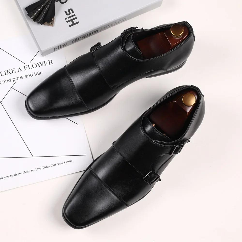GOOHOJIO Patent Leather Mens Loafers Handmade Monk Strap Wedding Party Casual Dress Shoes Summer Autumn Footwear for Men 39-48