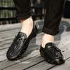 FashionCrocodile Pattern Genuine Leather Shoes Men Slip-on Casual Loafers Mens Business Shoes Luxury Brand Office Formal Dress Footwear