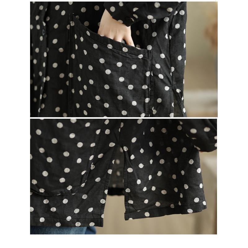 DIMANAF New Plus Size Autumn Women Coat Basic Long Sleeve Jackets Vintage Casual Loose Outerwear Black Cotton