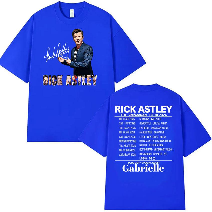 Rick Astley The Reflection Tour 2026 Graphic T Shirts Unisexs Vintage Fashion Oversized Cotton Tshirt Unisex Hip Hop Clothing Tshirt