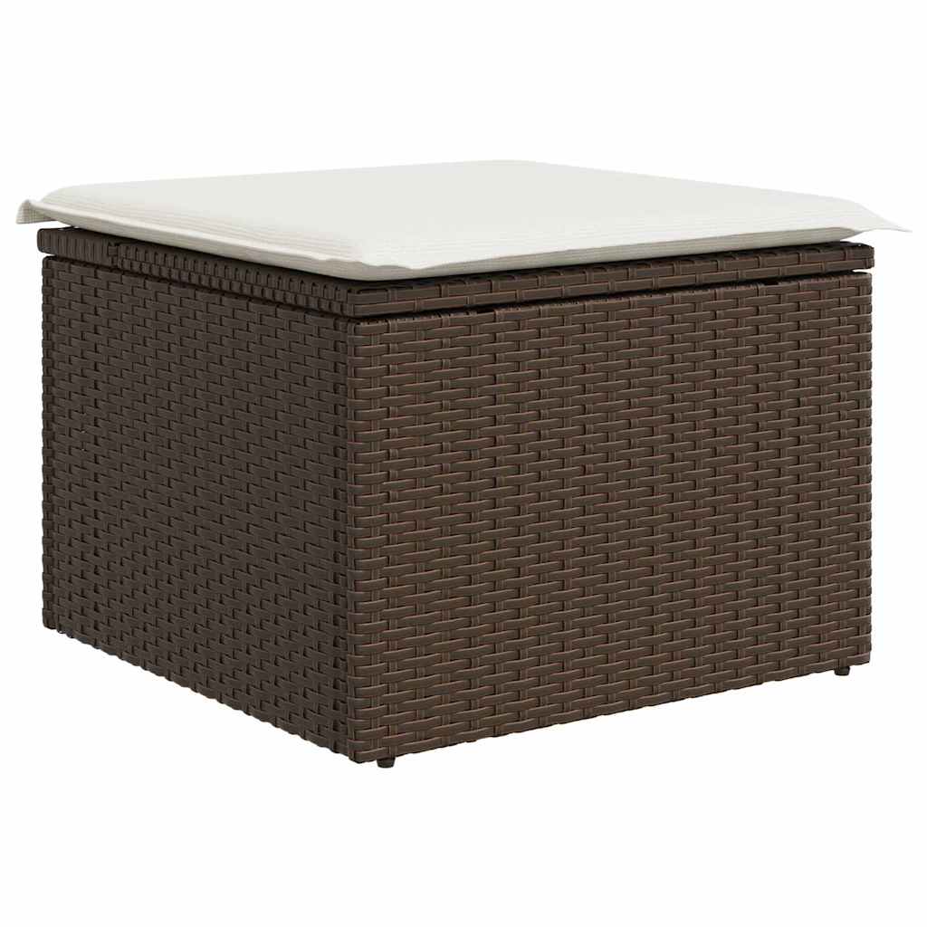 9 Piece Brown Poly Rattan Sofa Set with Cushions
