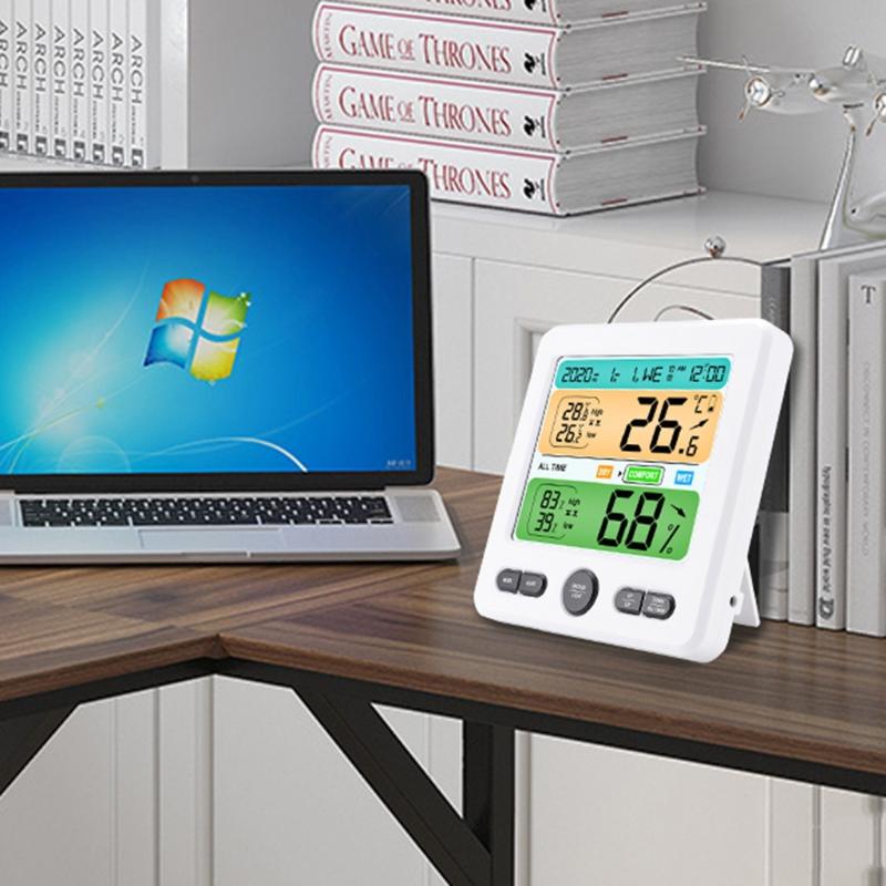High Precision Temperature Humidity Meter Color Display Weather Thermometer Alarm Clock Desktop Decorations for House