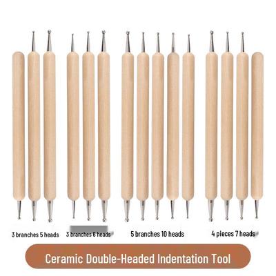 Beginner Pottery Tools & Wood Impression Pen Set for Clay Sculpture and Polymer Clay.
