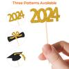 12 Pcs Top Hat Dessert Graduation Season Cake Insert Cakes Wood Paper Cupcake Picks Decor