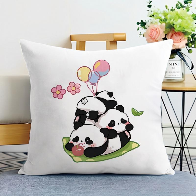 Cute Panda Print Decorative Pillowcase Bedroom Living Room Square Cushion Pillowcase
