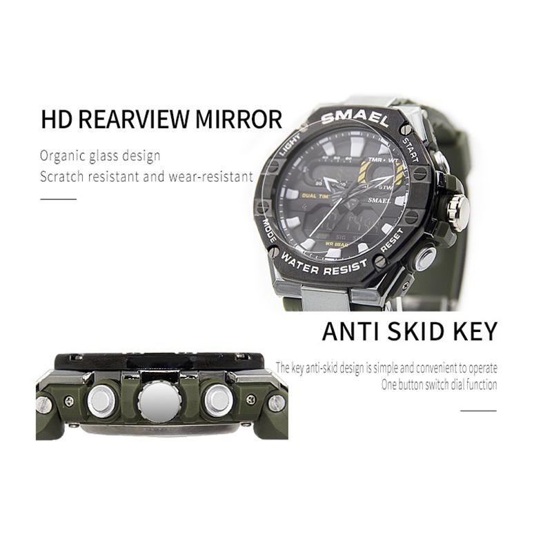 SMAEL Sportovní hodinky pro muže Dual Time Watch pro muže Led Light Watch Alarm 8066 Módní Sportovní hodinky Military S Shiock Náramkové hodinky