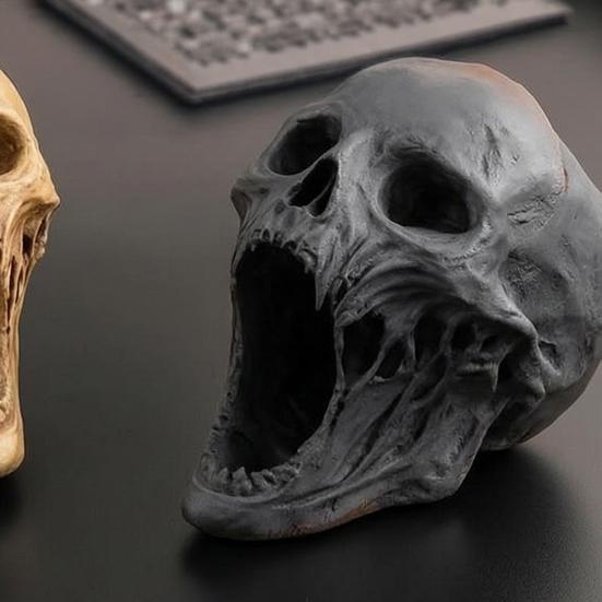 Gotická lebka socha, 3D tištěný model lidské hlavy pro domácí dekoraci, Halloweenské sochy, Model lebky pro knihovnu a pracovní plochu