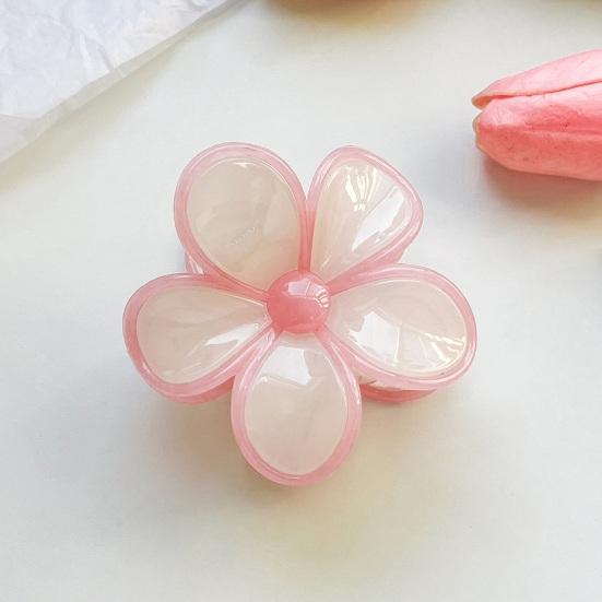Hair Claw Flower Shape Stable Grip Glossy Shark Hair Clip Half-Tied Hair Ponytail Updo Hair Claw Hair Accessories