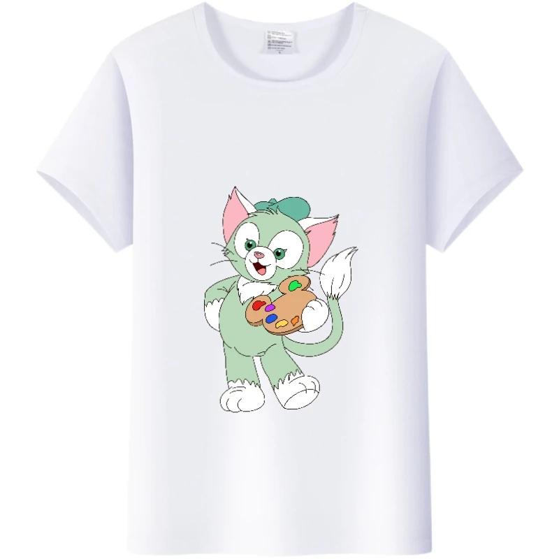Kawaii Cartoon Tees The Bear Duffy Summer Tops Short Sleeve T-Shirts White Harajuku Clothes Y2K Blouses Unisex