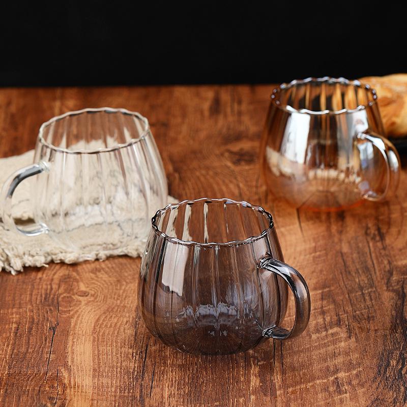 Creative Single-Layer Colored Striped Glass Cup with Handle – Fun Round Juice Coffee Mug