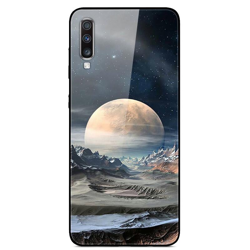 For Samsung A70 Case Cute Pattern Tempered Glass Back Hard Cover Case For Samsung Galaxy A70 Phone Cases Coque A70S A 70 Fundas