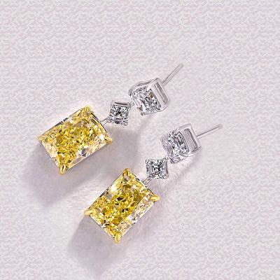 Orecchini pendenti Huitan in zircone cubico giallo per donna, temperamentali, eleganti, accessori per orecchie, uso quotidiano, estetici da festa, gioielli da donna