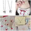 Alloy Necklace with Bow Cat Pendant Graceful Clavicle Chain Choker for Women